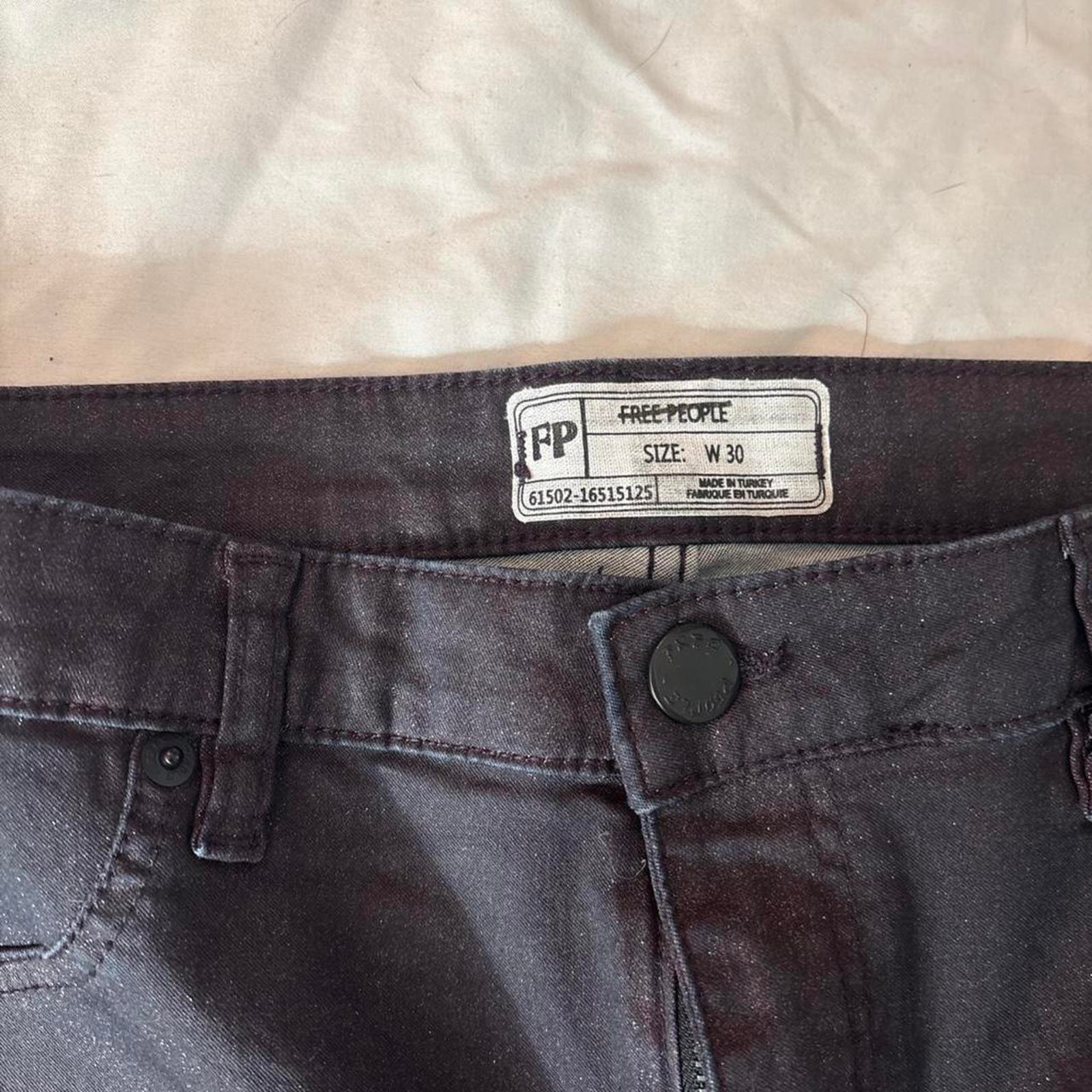 Free People Dark Purple Skinnys With Glitter